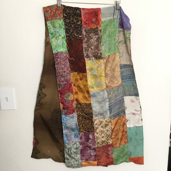 Giardino D'Oriente Lg Rectangle Patch Multicolor 100% Silk Scarf Made in Italy - Picture 2 of 15